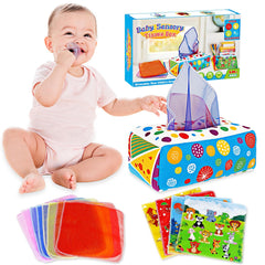 Aiduy tissue box toy main view showing Montessori-inspired play for 6-12 months.