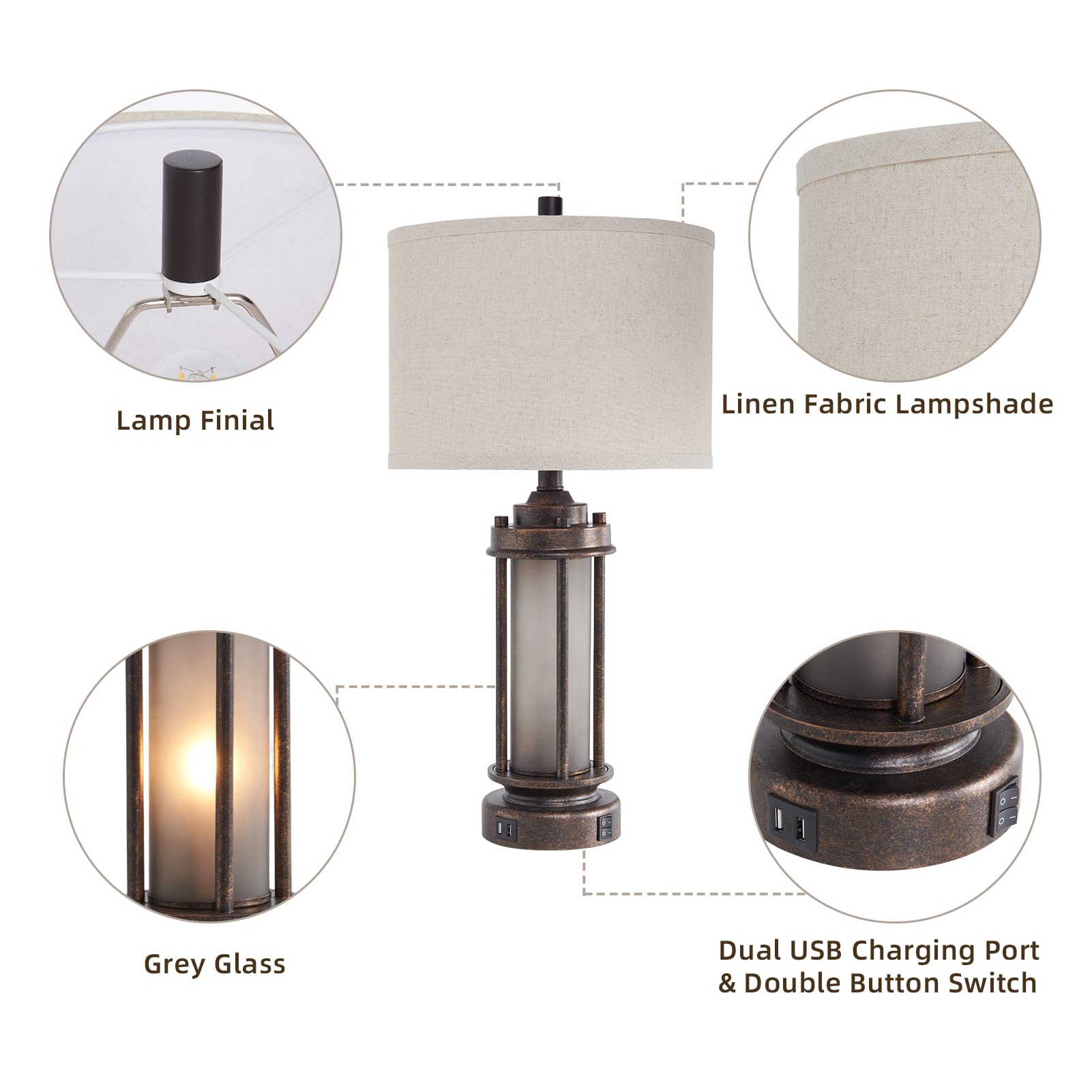 AIEAMPDO end table lamp suited for entryways and living rooms