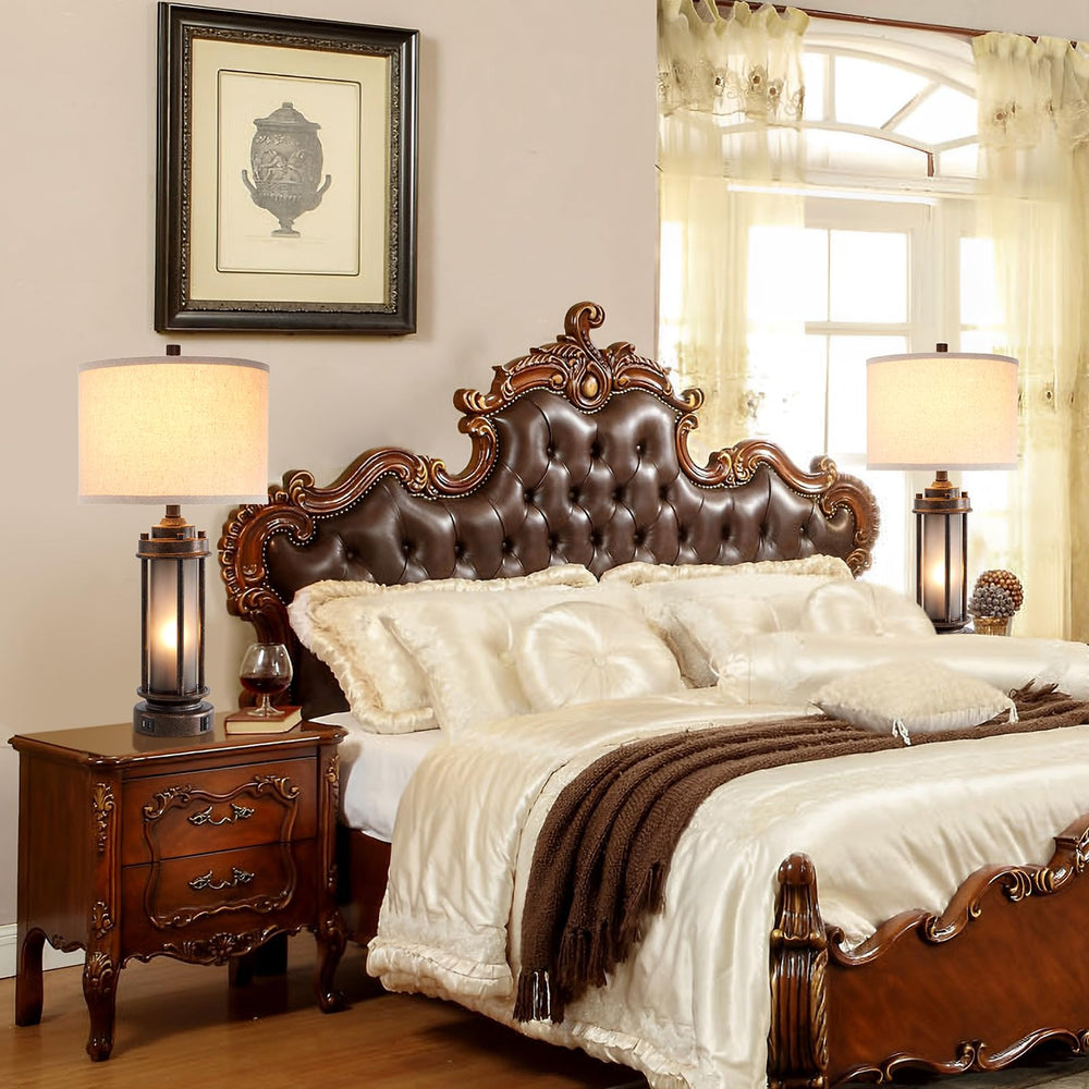 AIEAMPDO bronze lamp with amber frosted bottom night light for cozy evenings