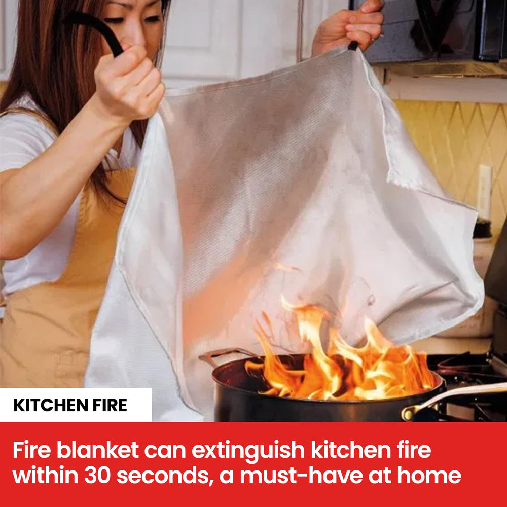 AIERLERZHEE fire blanket in use helps contain clothing fires safely.