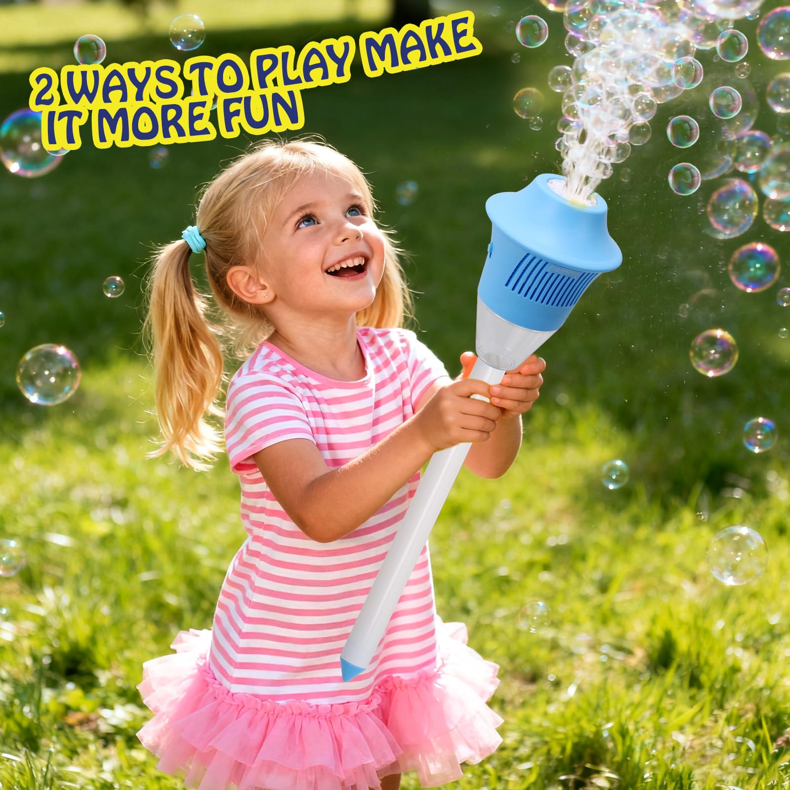 AIERSA bubble maker features built-in lights for ambient evening events