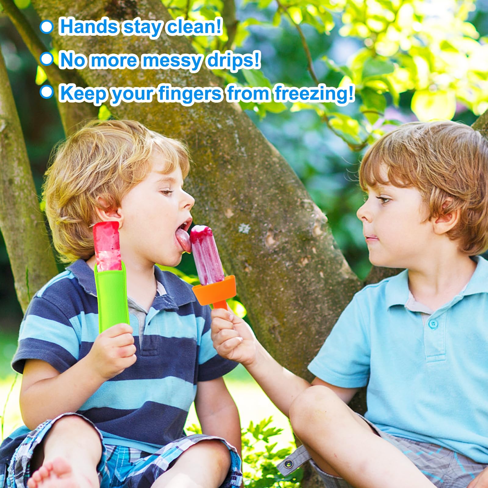 AIERSA extended-grip design helps small hands grip popsicles easily.