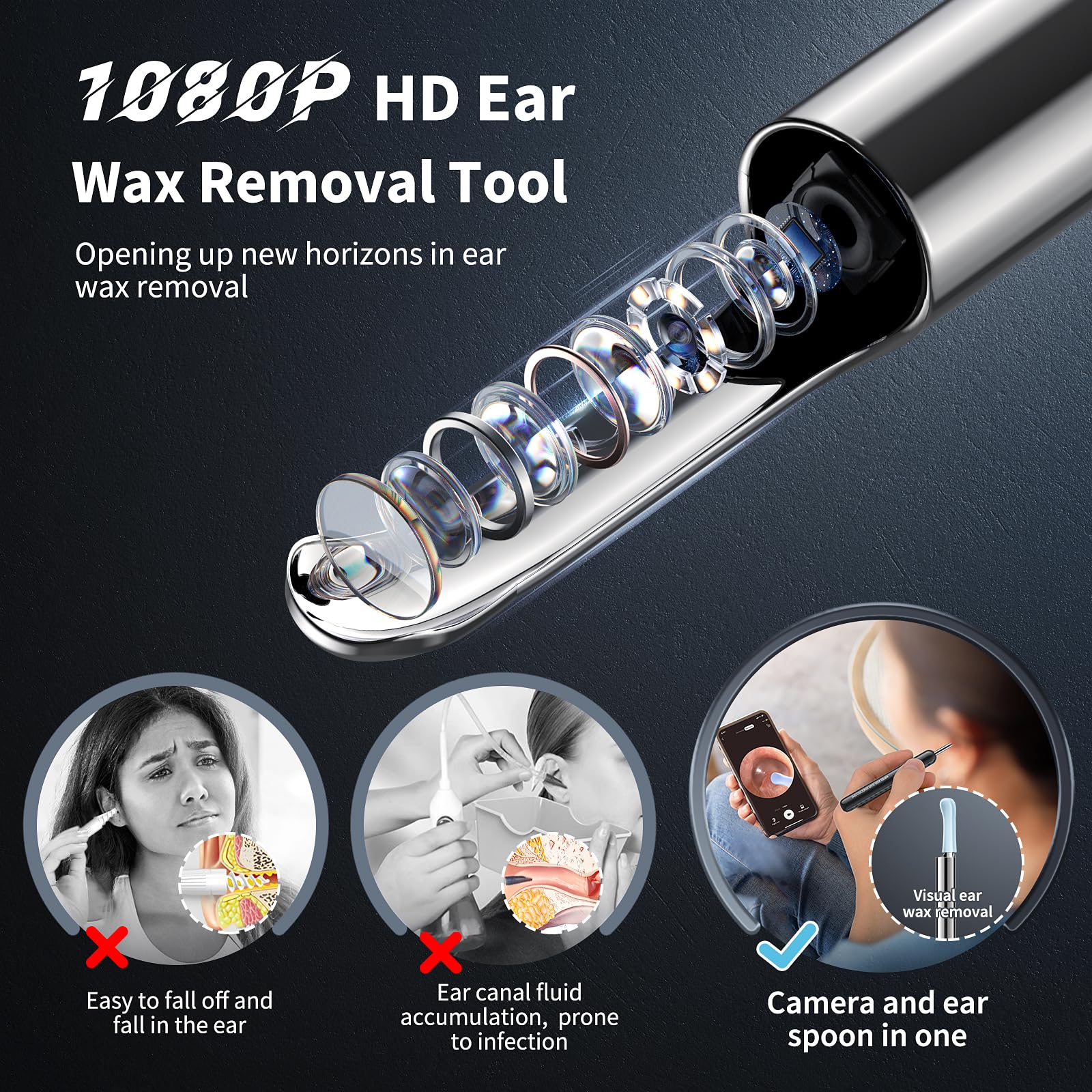 AIFINI LED light illuminates the ear canal for safer cleaning