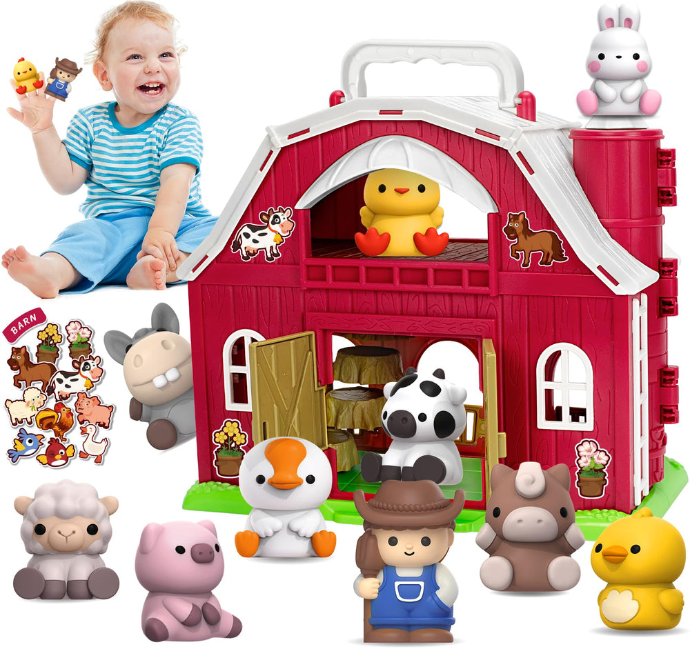Aigybobo big red barn shows sturdy structure for imaginative play and learning.