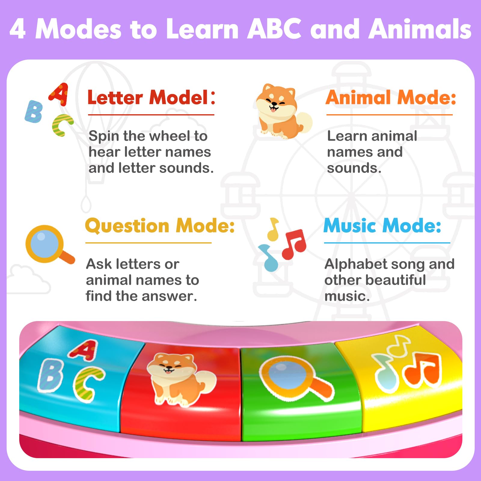 Aigybobo Music Modes offer four tunes with adjustable volume for versatile playtime.