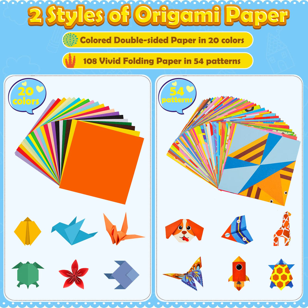 Aigybobo Origami Set includes 200 practice papers in 20 colors for experimentation