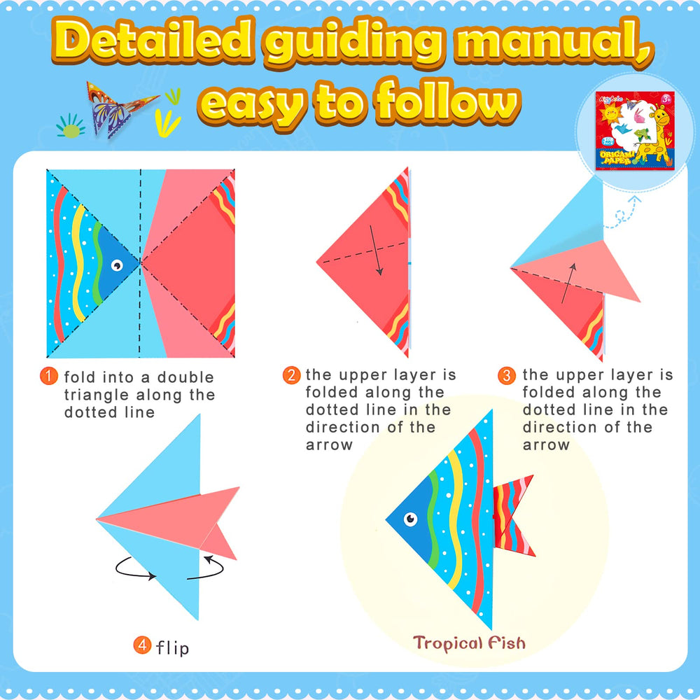 Aigybobo Origami Set instructional guide helps kids learn steps