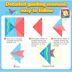 Aigybobo Origami Set instructional guide helps kids learn steps