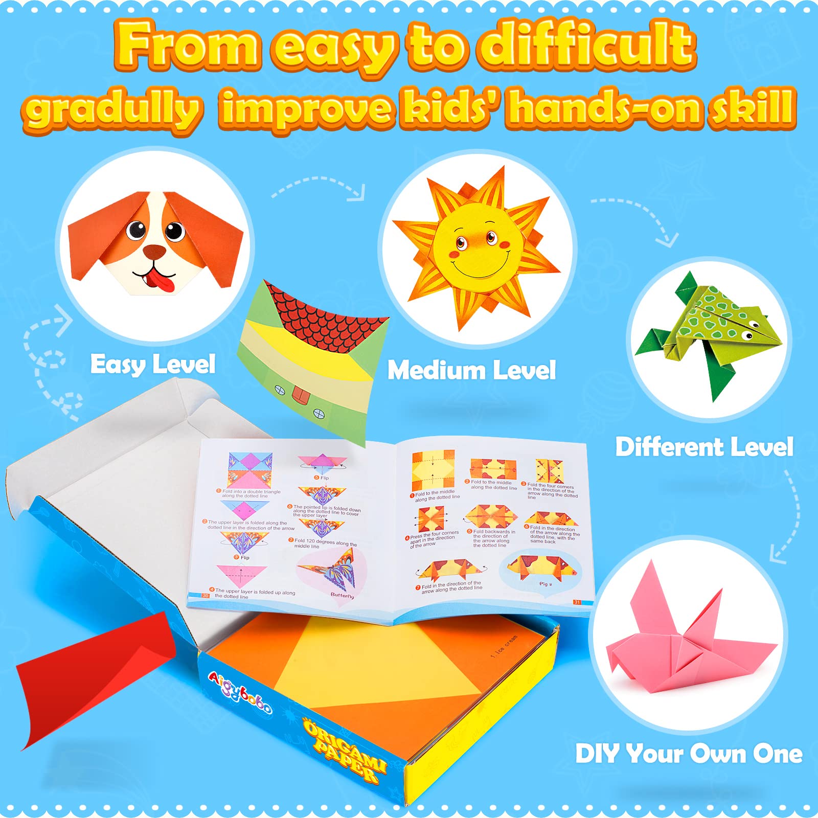 Aigybobo Origami Set used by kids during crafts and activities