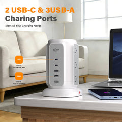 AiJoy 45-degree right-angled plug prevents outlet blockage.