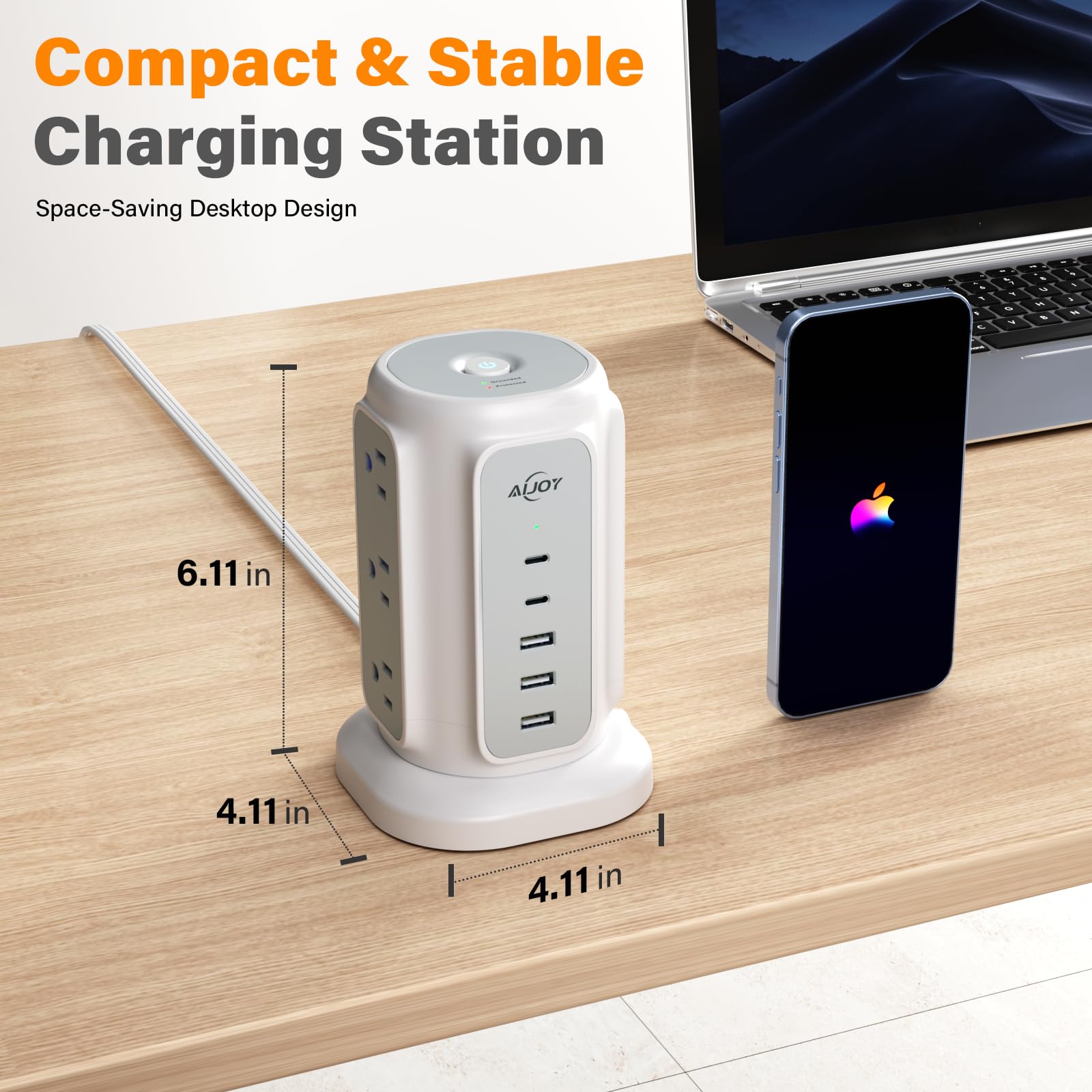 AiJoy USB ports with smart IC for efficient charging.