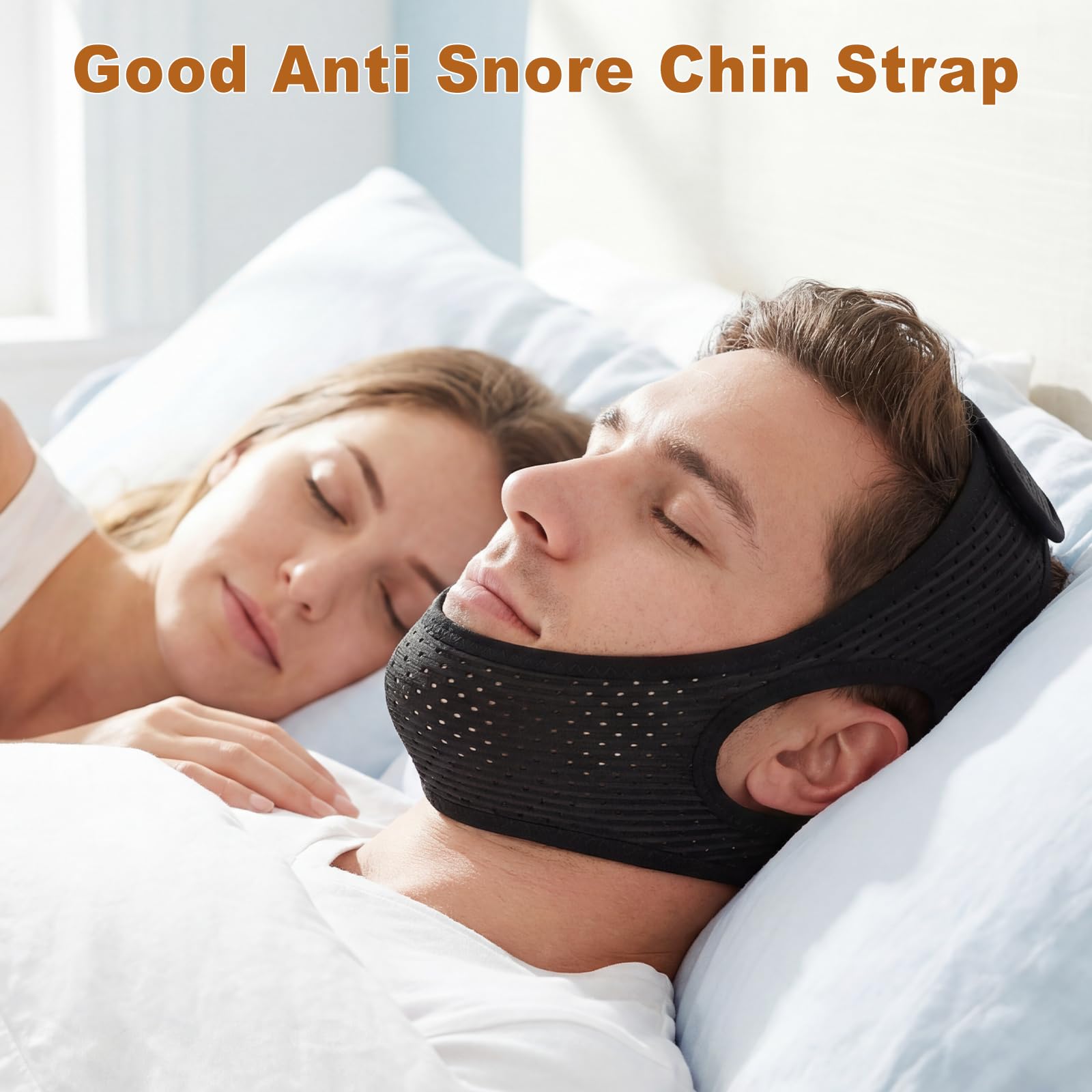 Aikaplus airflow jaw strap close-up reveals breathable fabric for comfort.