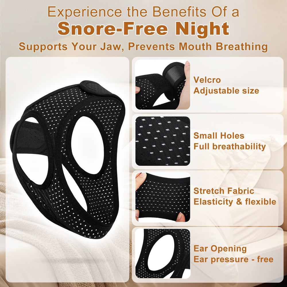 Aikaplus Sleep Apnea Chin Strap worn at night supports a calm sleep.