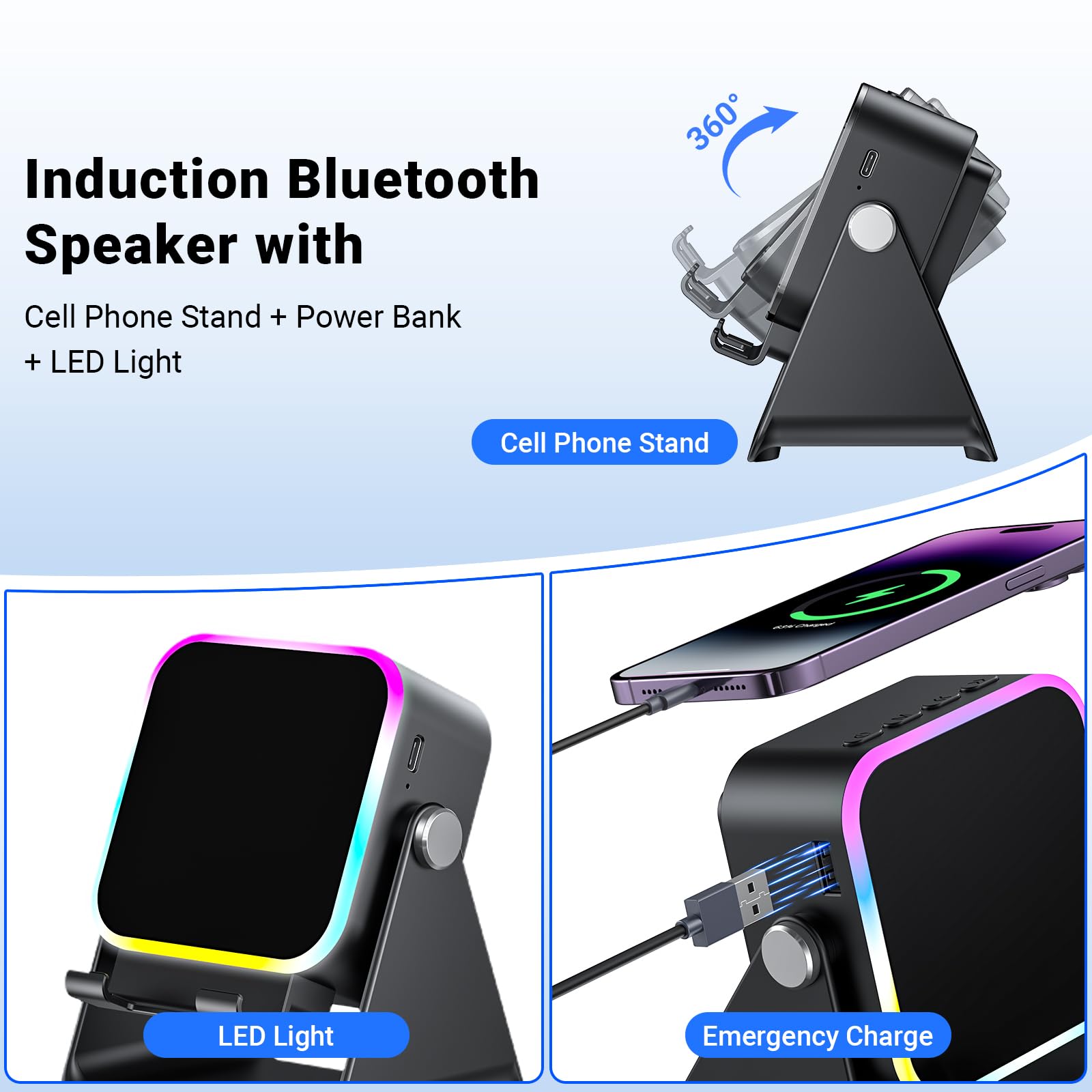 AIKELA 360-degree stand rotation for flexible viewing angles.