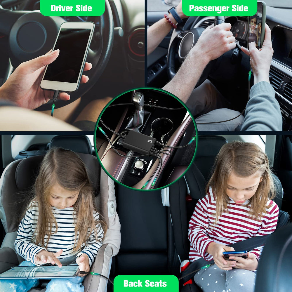 AI AIKENUO rear-seat charging setup for second-row passengers.