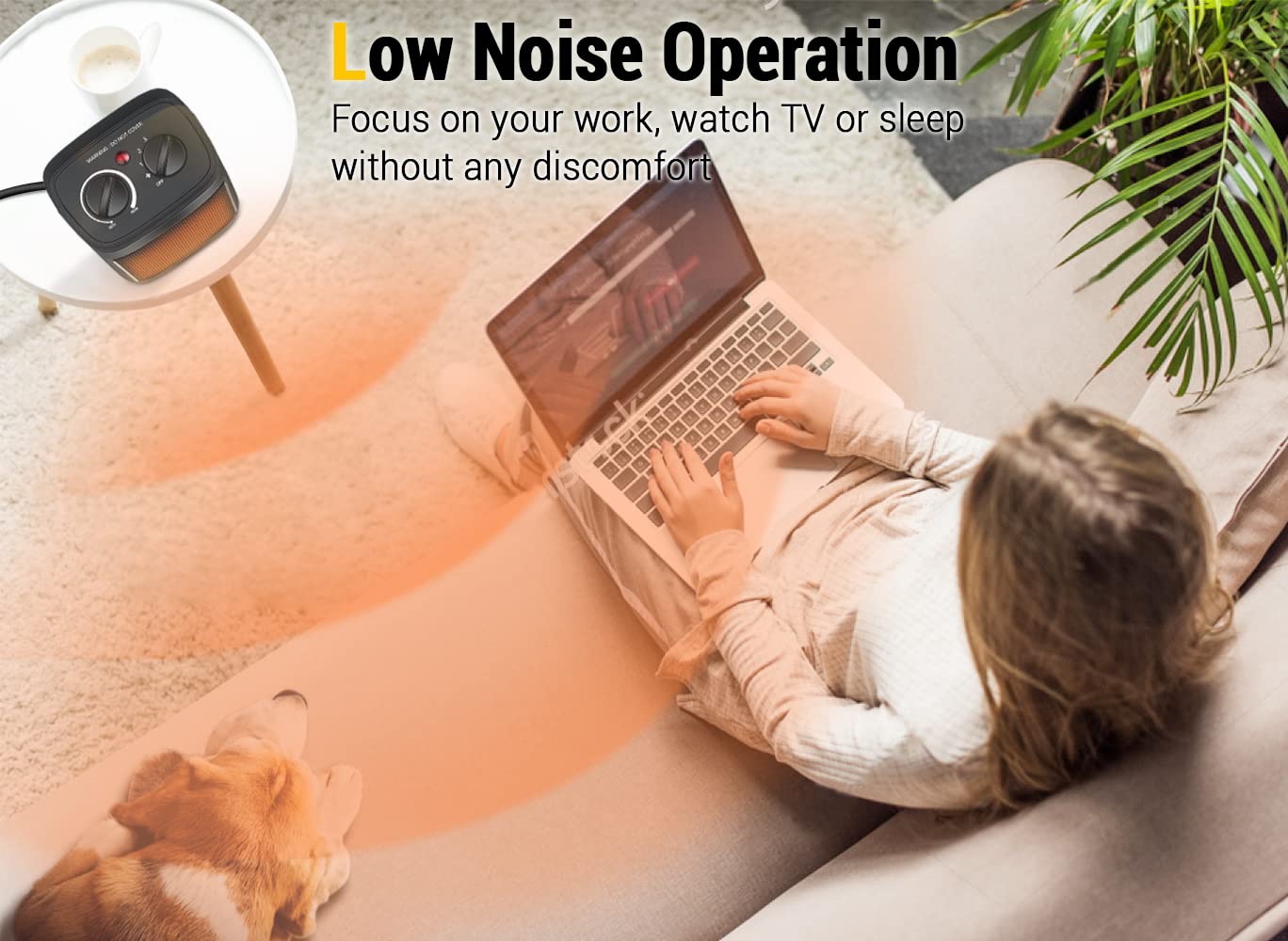 Aikoper space heater on flat surface for stable indoor use