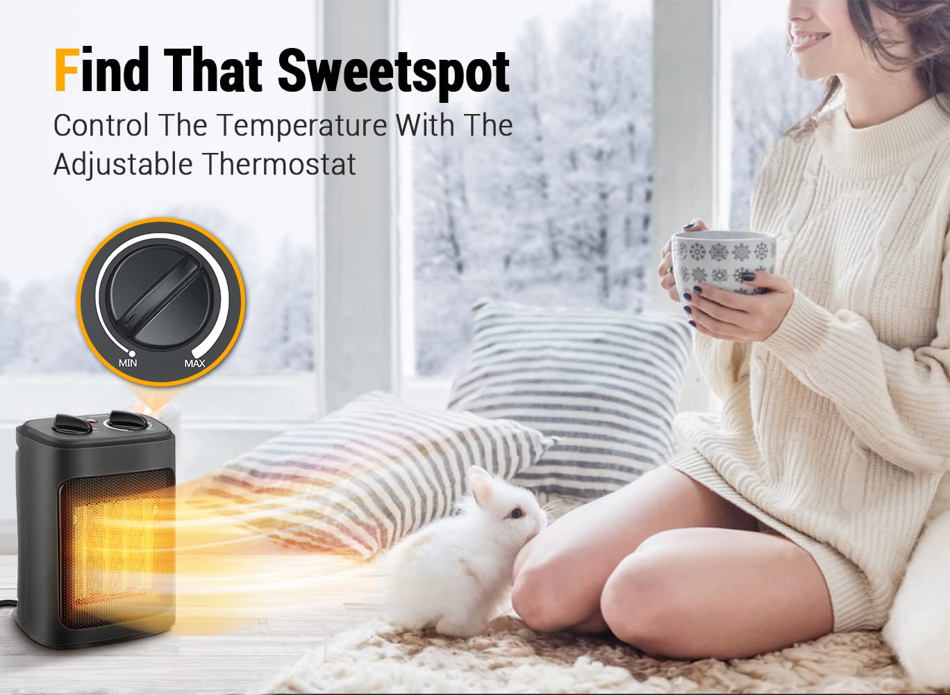Aikoper 1500W thermostat dial enables precise temperature control