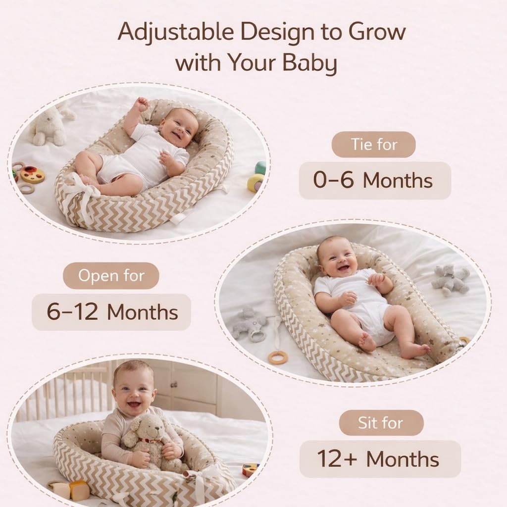 Aila+Aiden adjustable buckle grows with baby for supervised use
