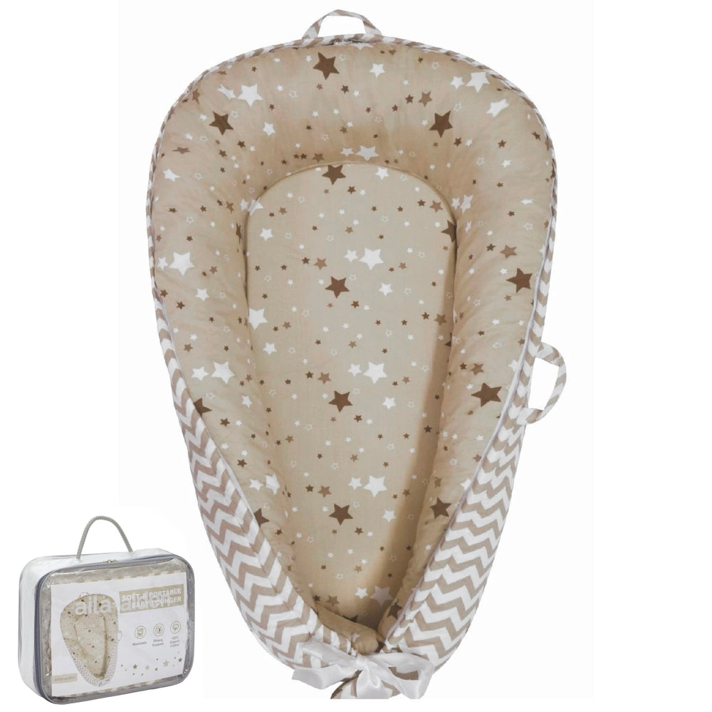 Aila+Aiden baby lounger with reversible cover for two stylish looks