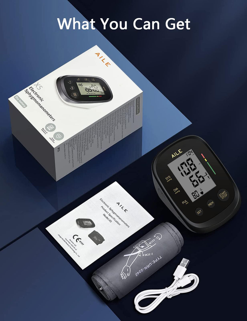 AILE Blood Pressure Monitor kit includes essential setup for home use
