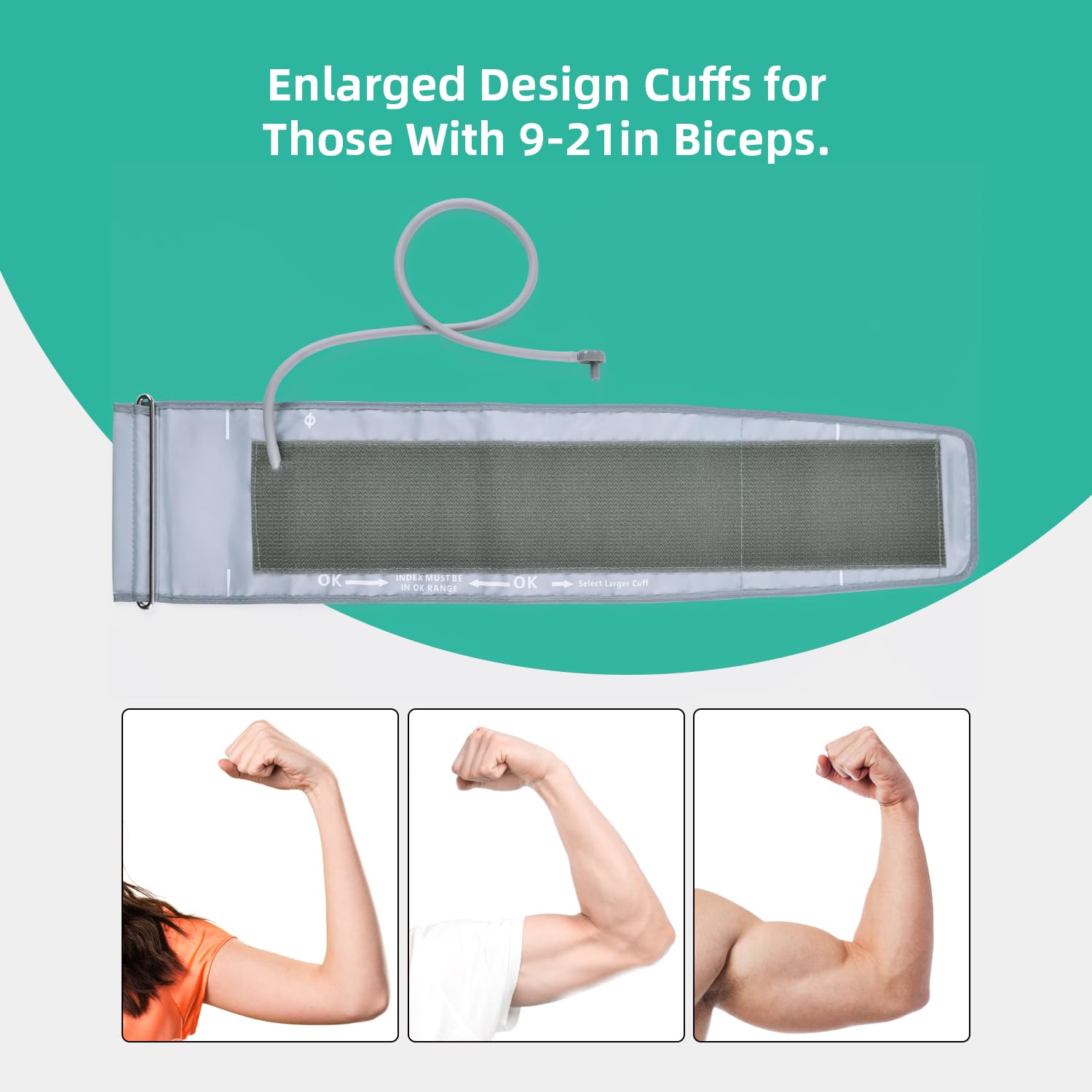 AILE cuff with 7 connectors broadens monitor compatibility.