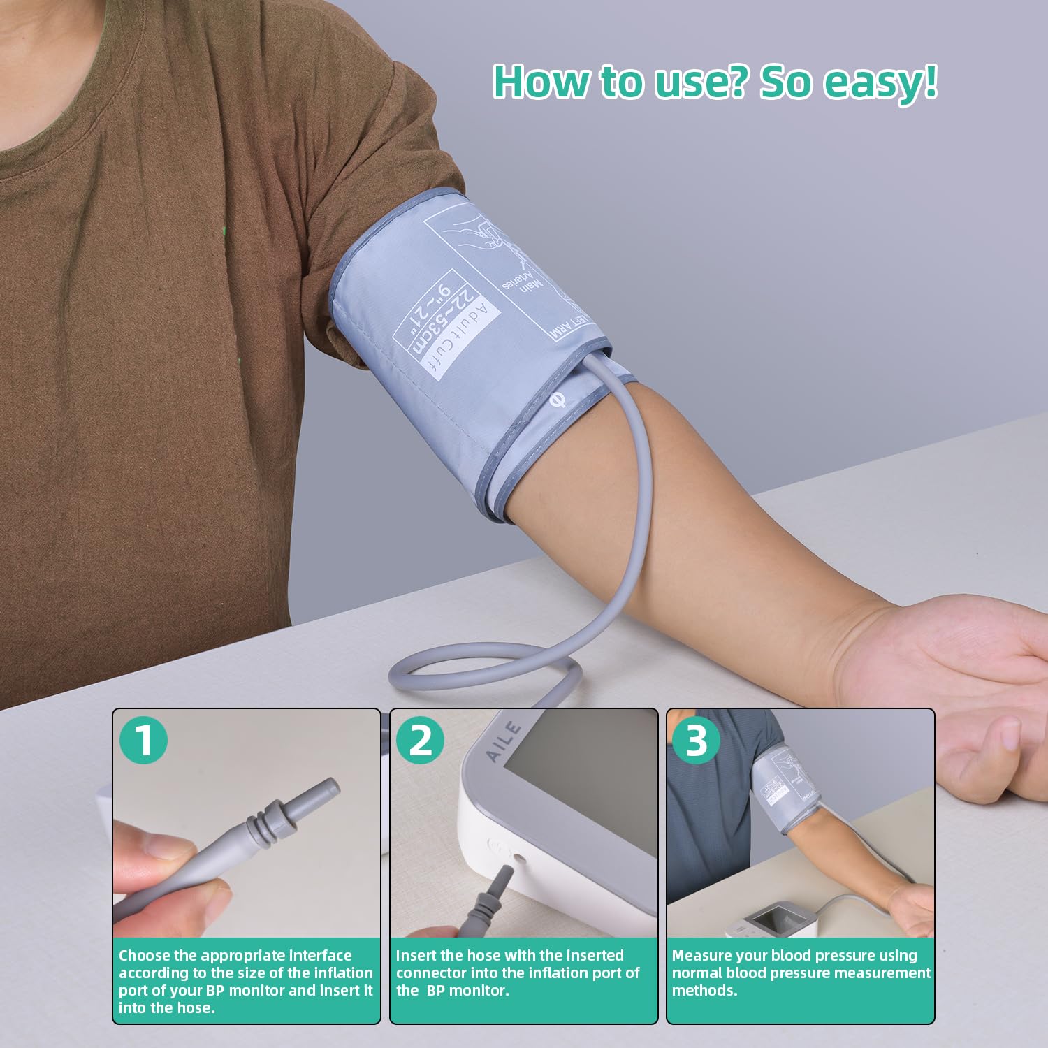 AILE easy-install cuff enables quick replacement and family use.