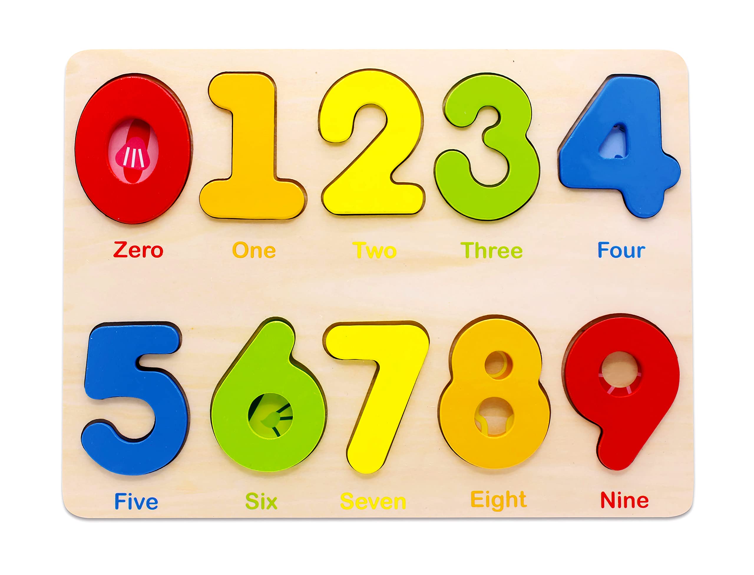 Aile wooden number puzzles board closeup, kid-friendly design supports early counting