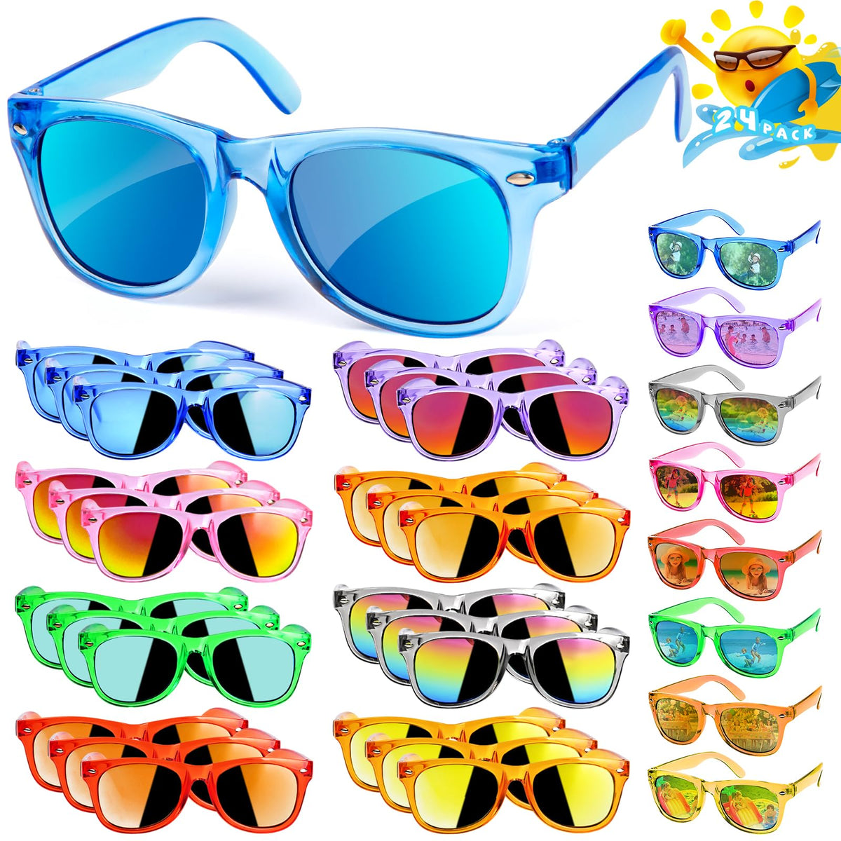 AILEHO kids sunglasses pink pack, UV 400 protection, ideal party favors.