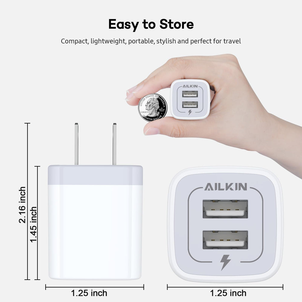 AILKIN 2-pack charger bricks for convenient multi-device charging