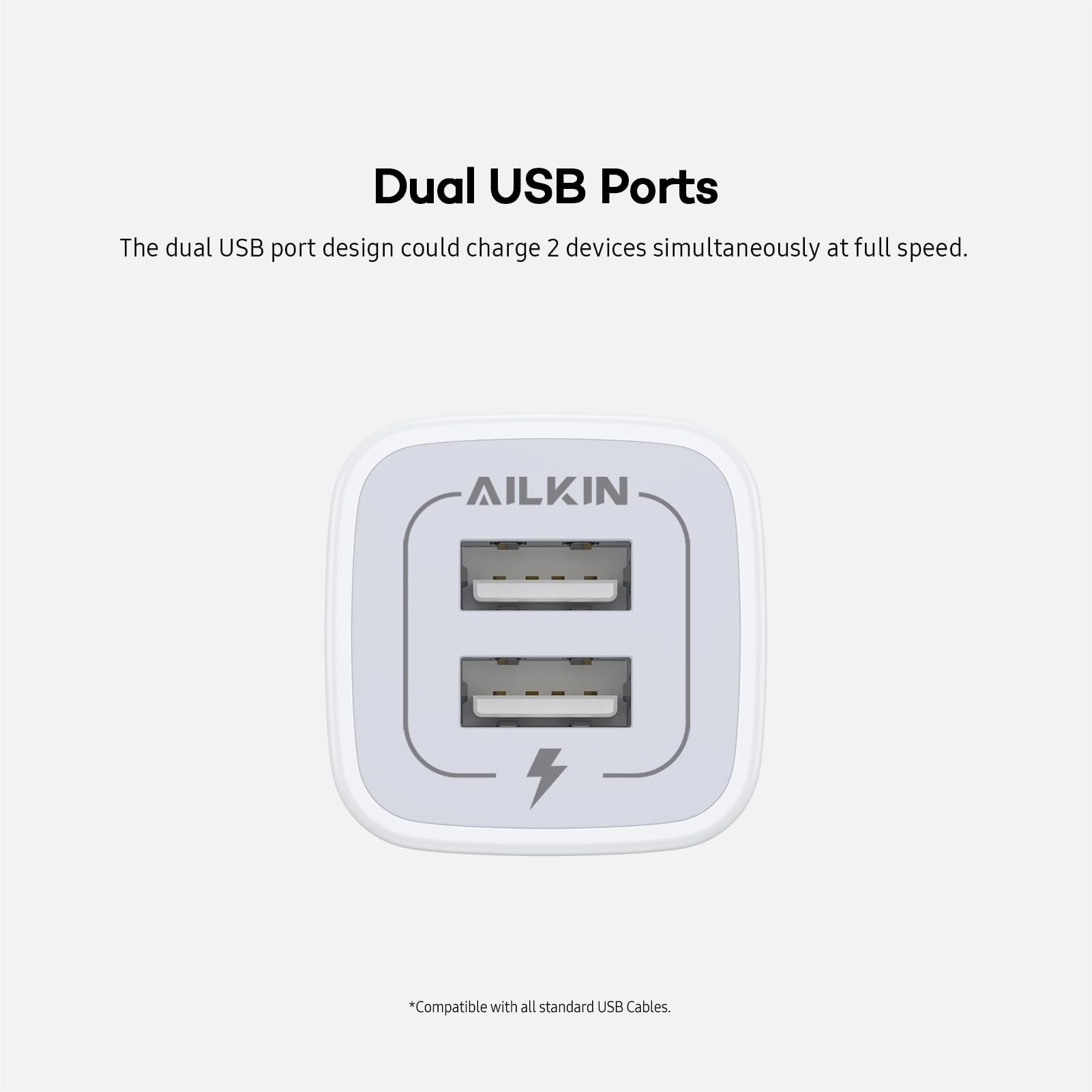 AILKIN safety-equipped charger with protection against overcharge and overheating