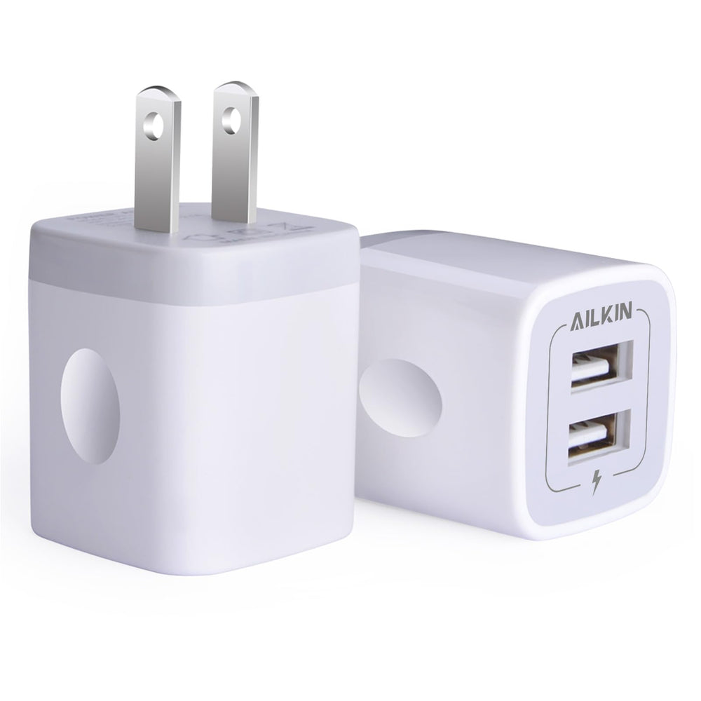 AILKIN USB wall charger dual-port used at home or office for efficient charging