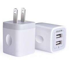 AILKIN USB wall charger dual-port used at home or office for efficient charging