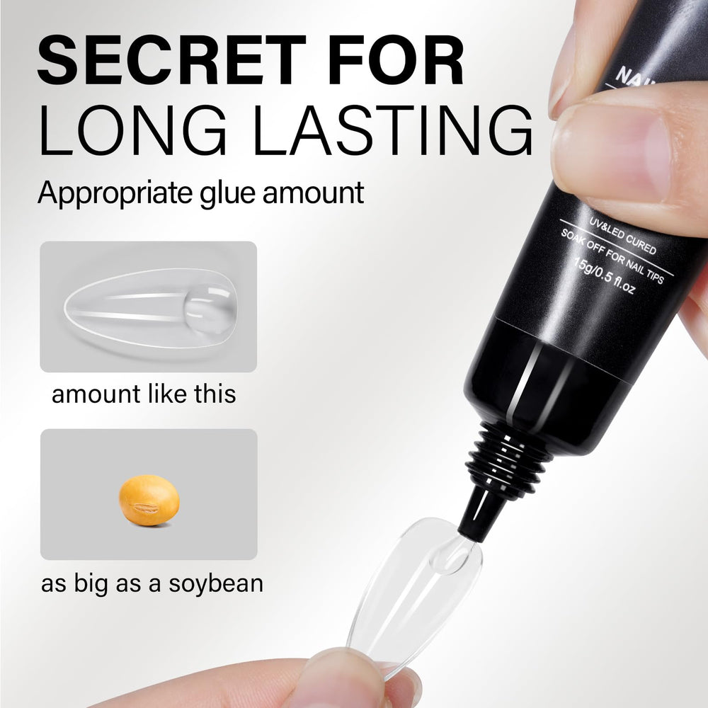 AILLSA gel nail glue strong bond for durable tips during wear.