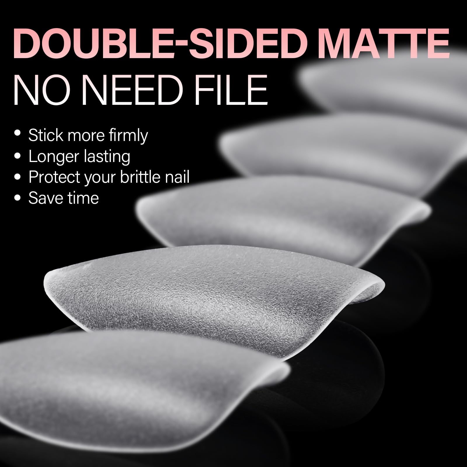 AILLSA full-cover clear tips with matte texture for natural look.