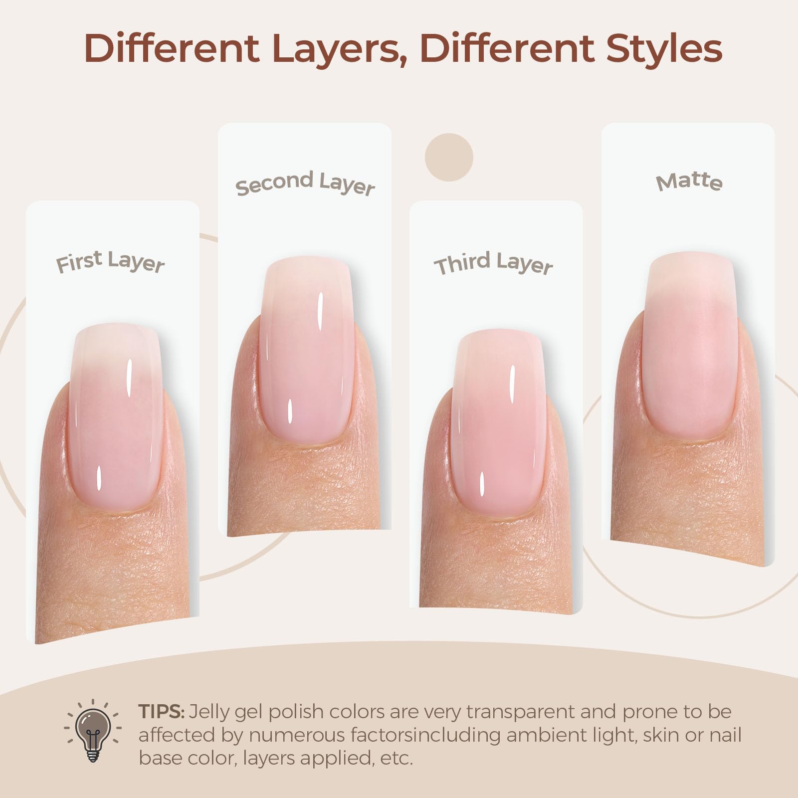 AILLSA translucent nude gel base for easy French manicure at home.