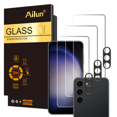 AILUN Galaxy S23 FE screen protector close-up showing edge-to-edge protection.