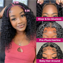 Ailwelia Curly Bob Wig glueless HD lace for secure wear and easy styling.