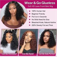 Ailwelia Curly Bob Wig pre-plucked hairline enables natural parting options.