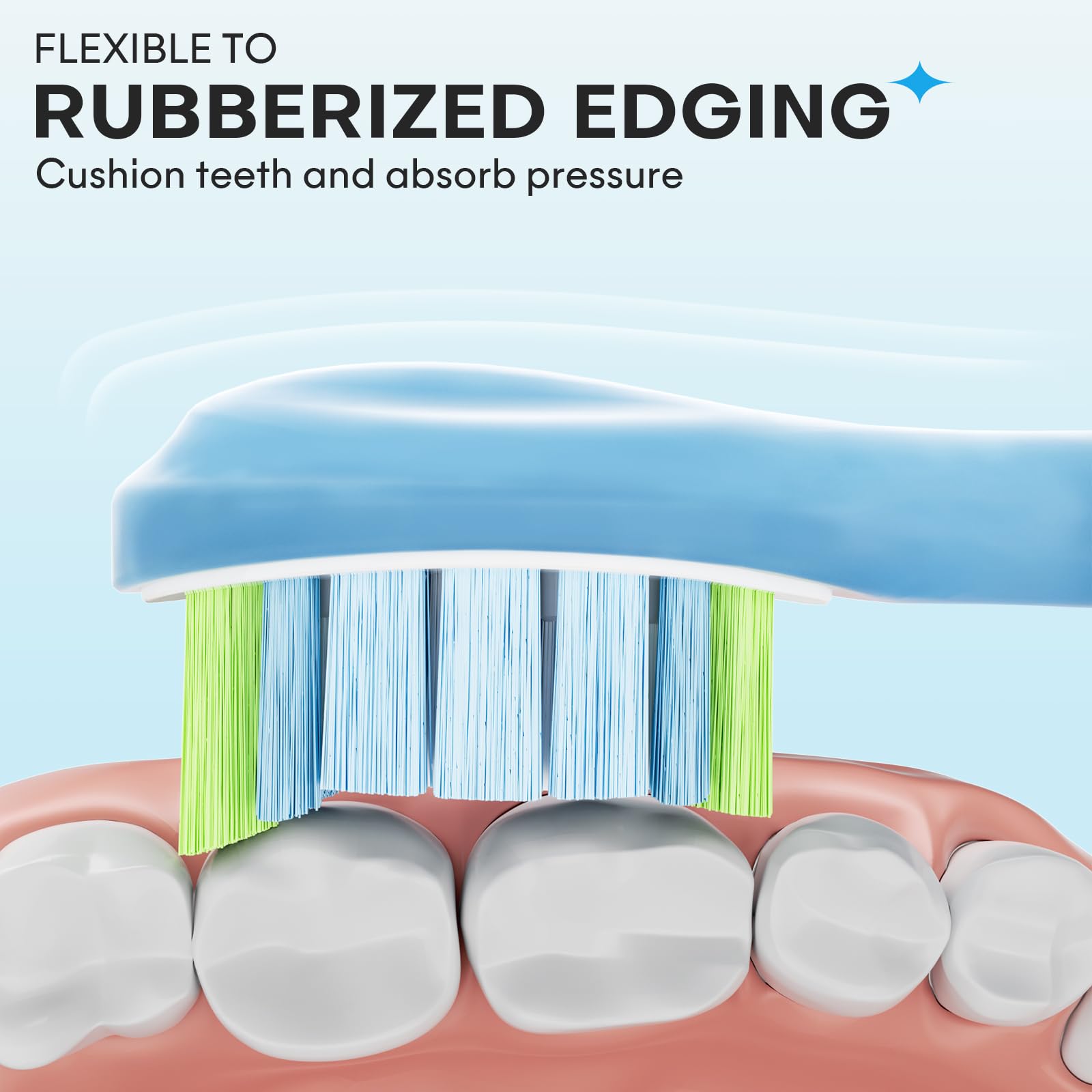 AiNeedCare soft rubber sides flex to fit teeth and gums