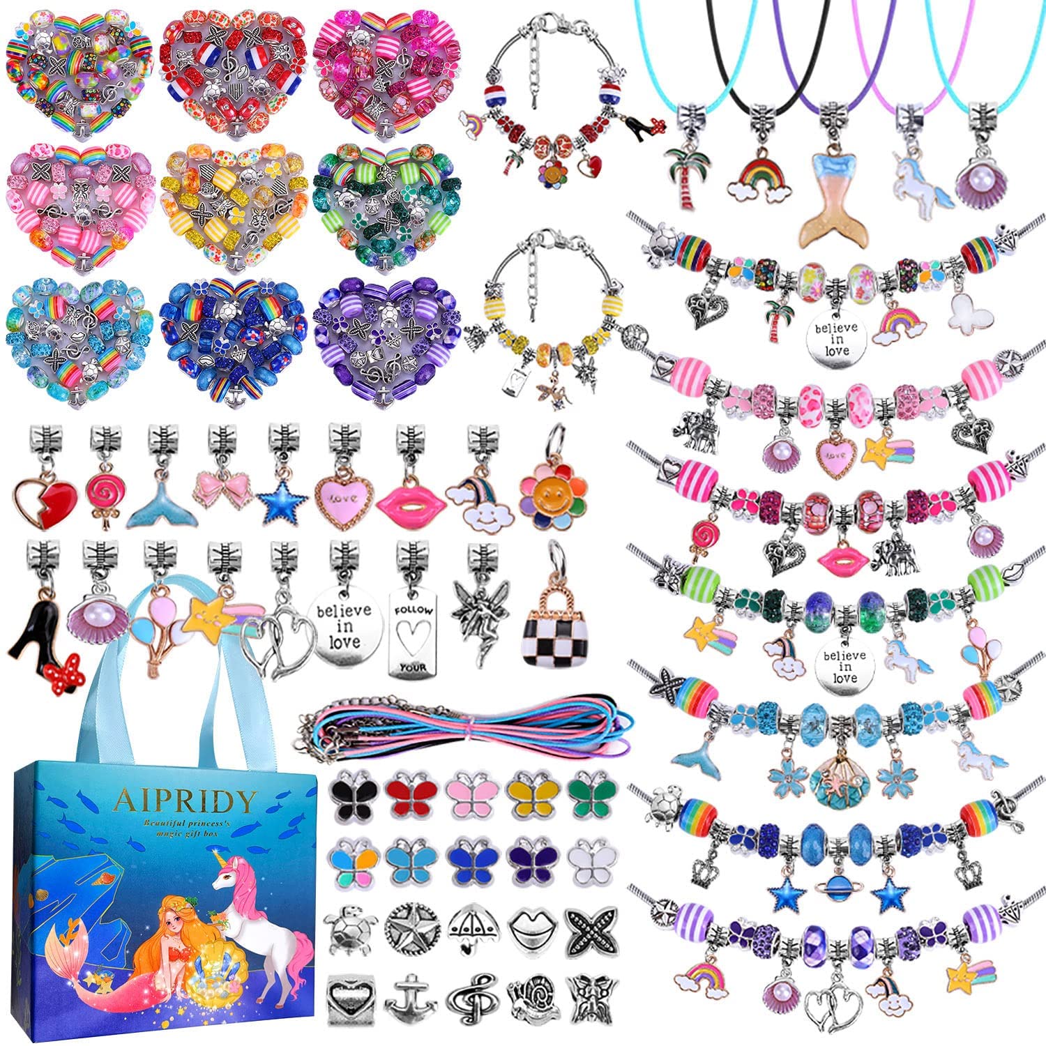 AIPRIDY unicorn mermaid beads in vibrant colors for creative jewelry projects