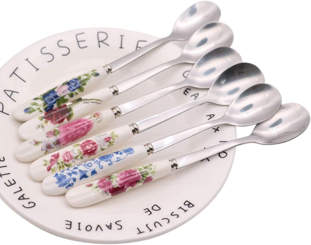 Aiptosy dessert spoon with ceramic handle for elegant serving.