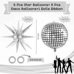 AIQINHU balloon kit arranged with disco and star balloons plus ribbon.