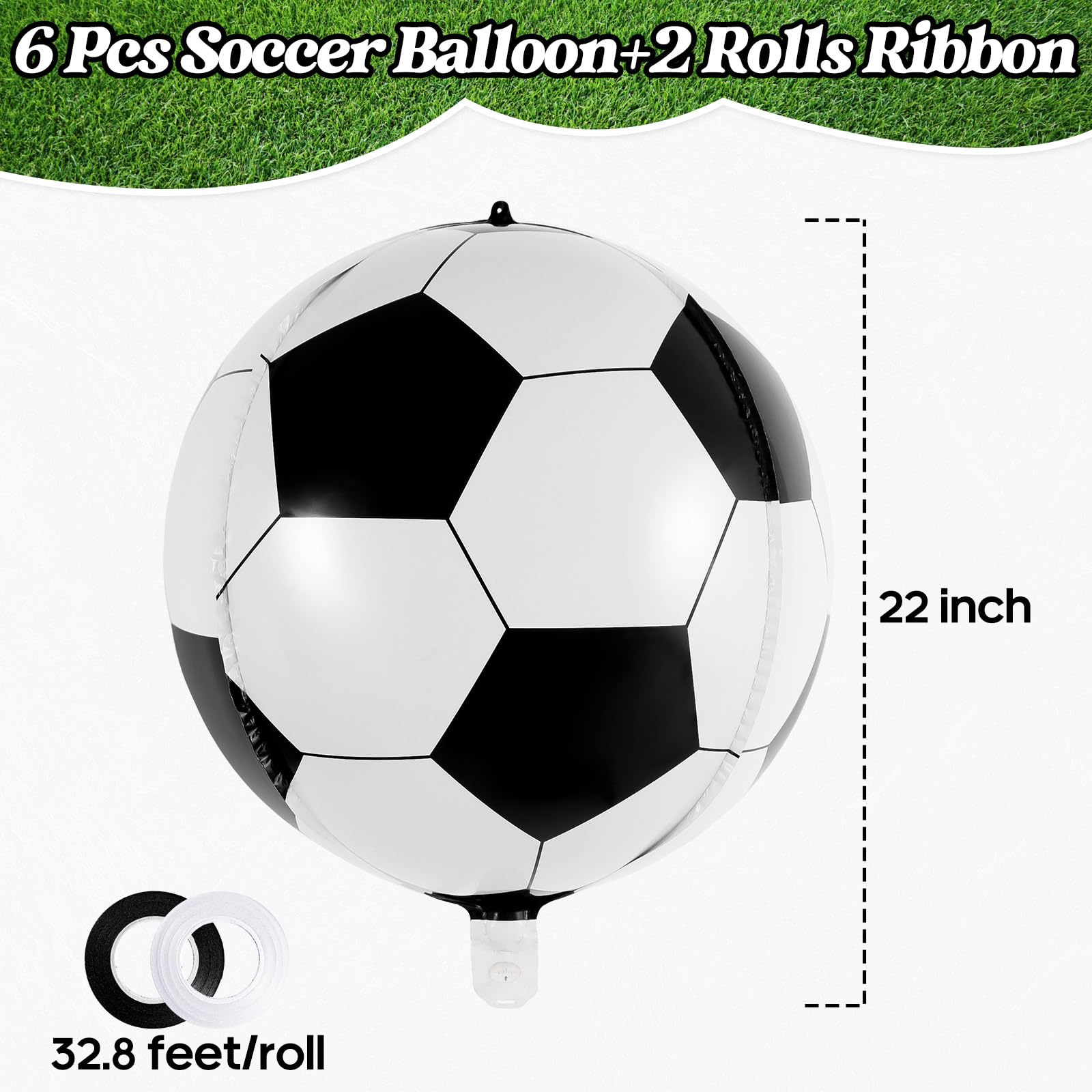AIQINHU 22in round soccer balloon on display, ideal centerpiece for sports-themed events.