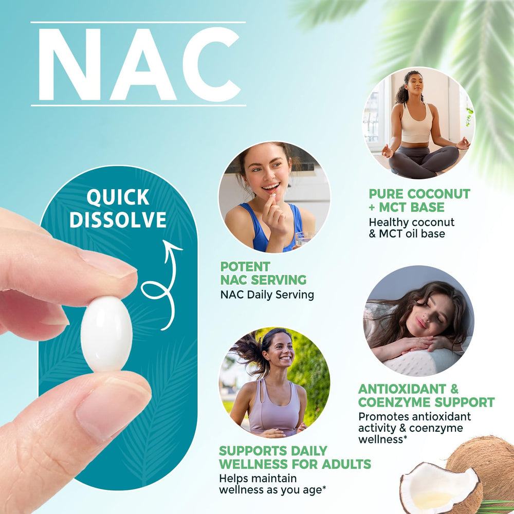 AIQIUSHA NAC softgel pour-ready image highlighting coconut oil