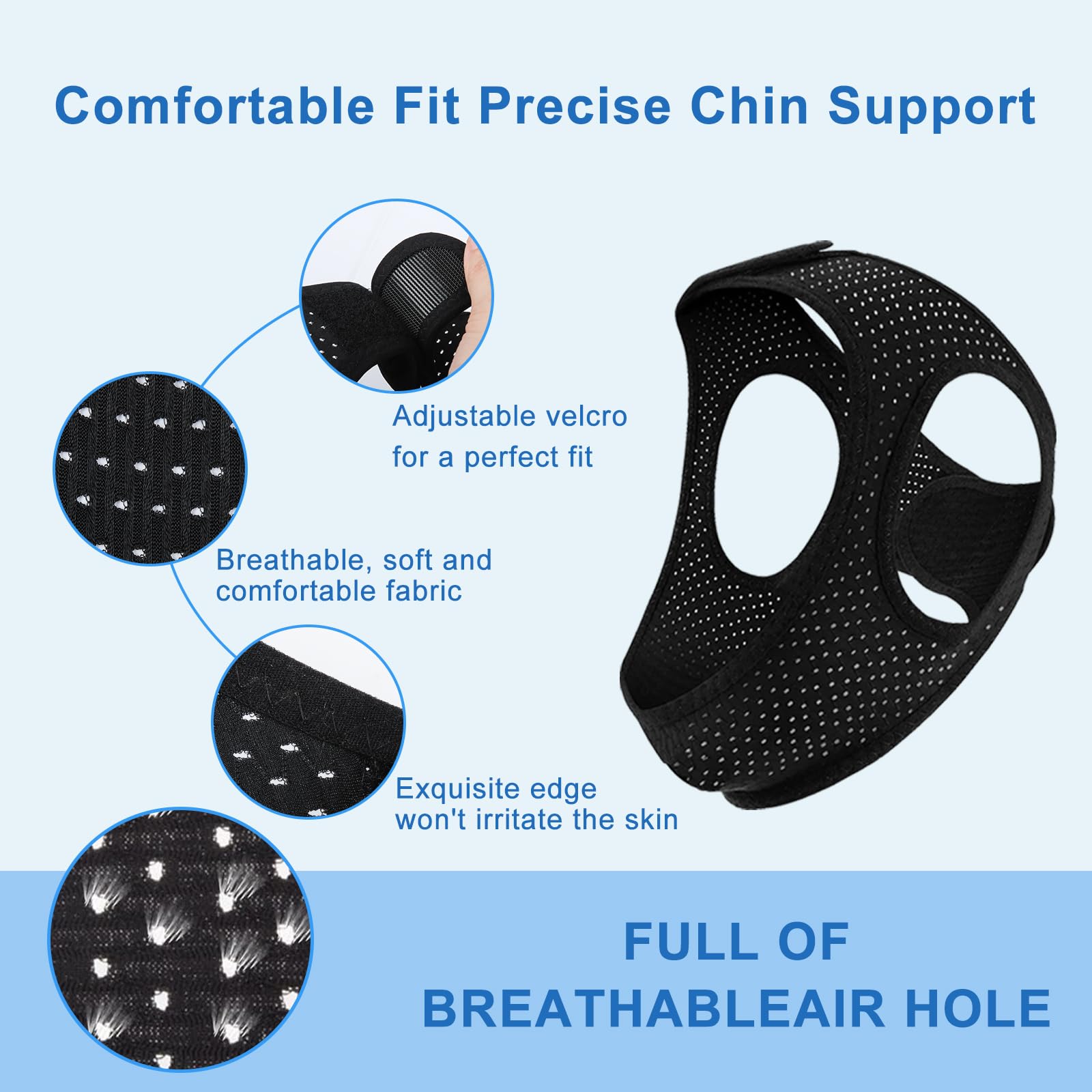 Air Blow chin strap worn at night suggests easy nighttime use.