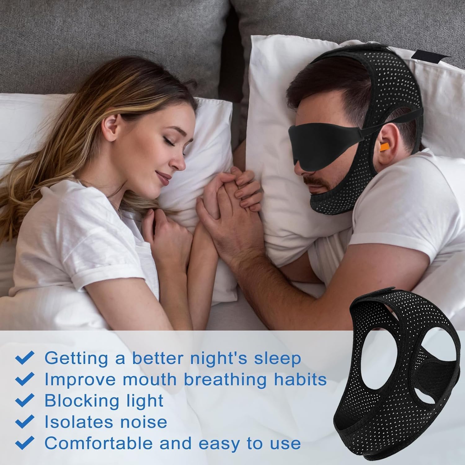 Air Blow snore solution packaging presents ready-to-use bedtime accessory.