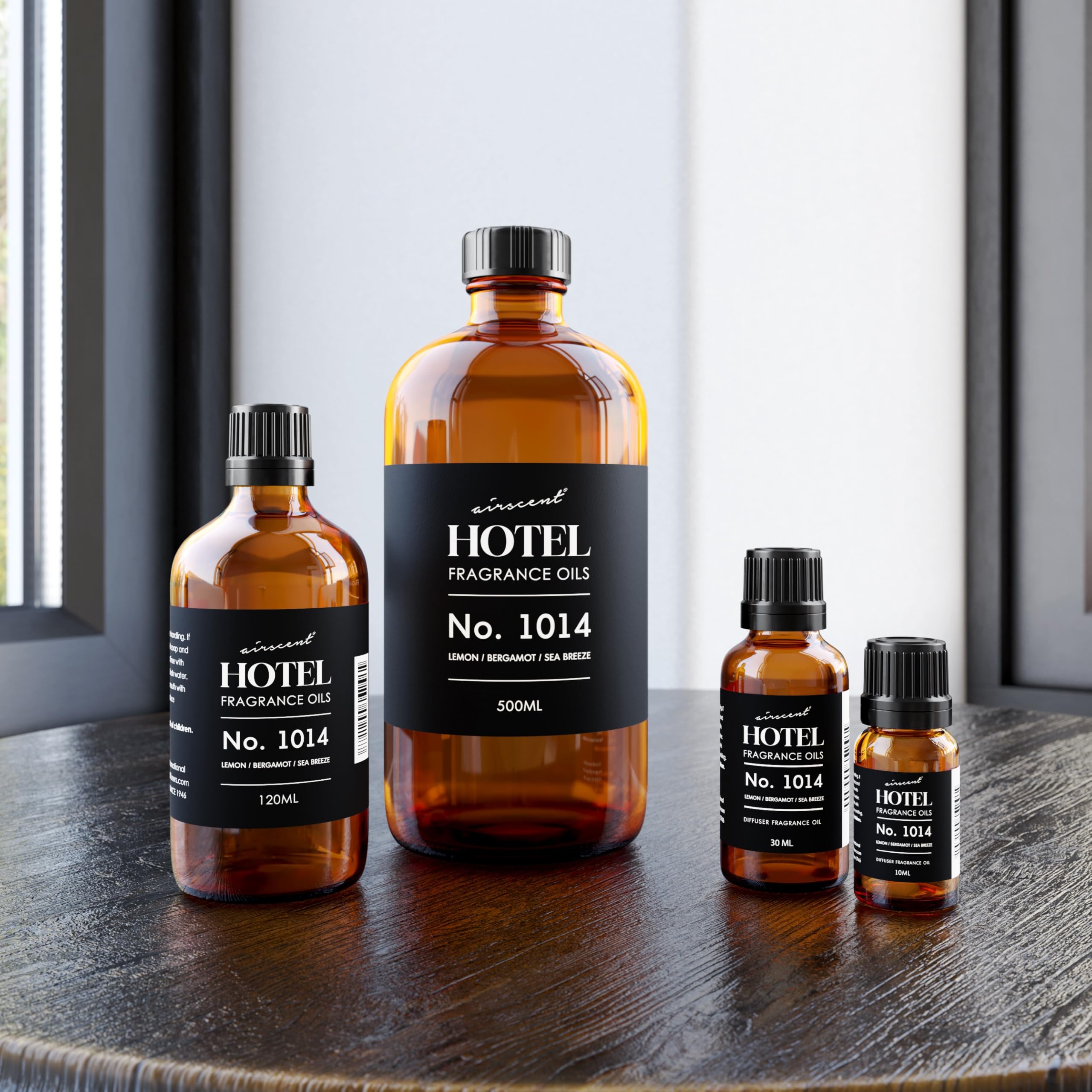 Air-Scent Hotel Diffuser Oil No. 1014 hotel inspiration visuals convey luxurious seaside vibes.