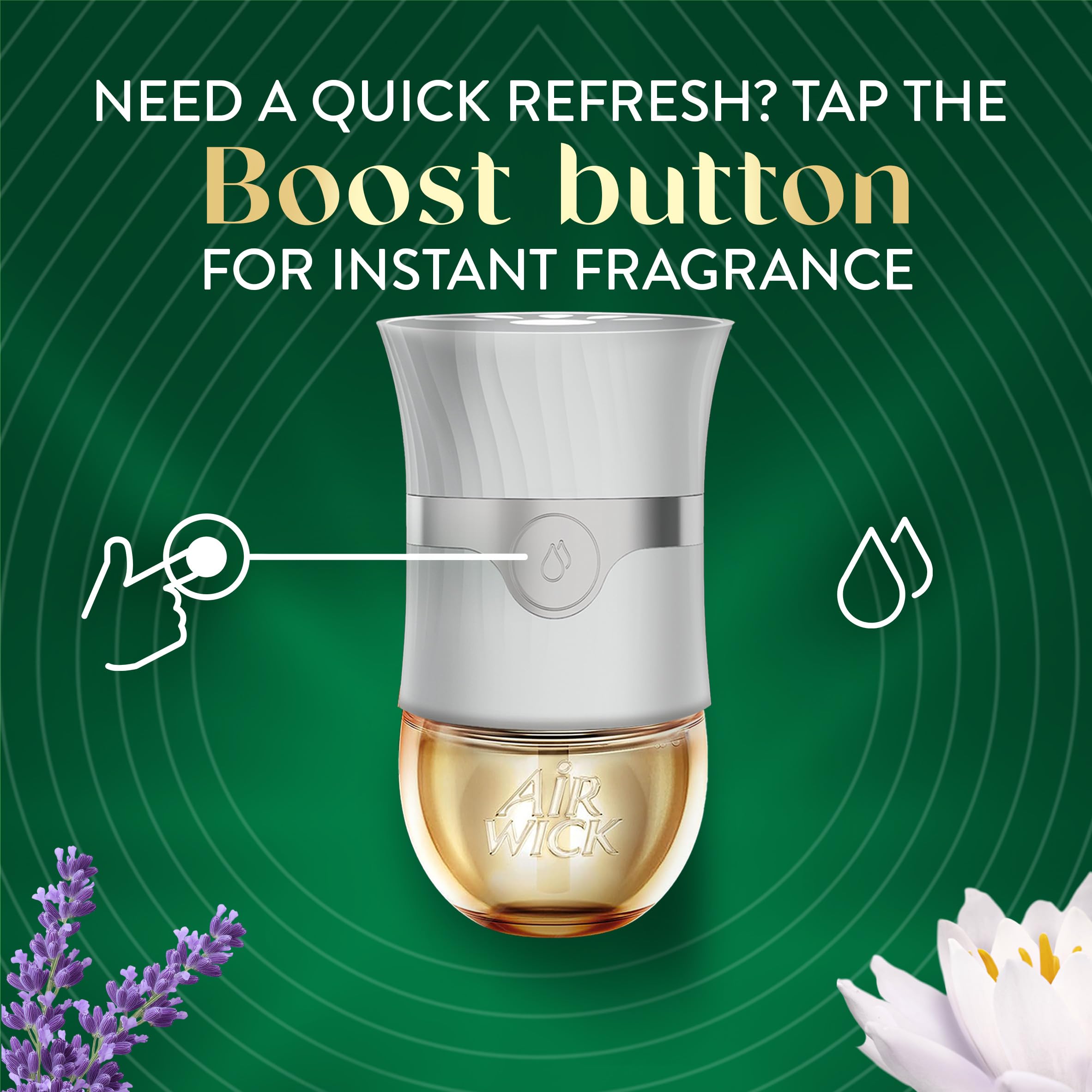 Air Wick bedroom, bathroom, or office use for consistent fragrance
