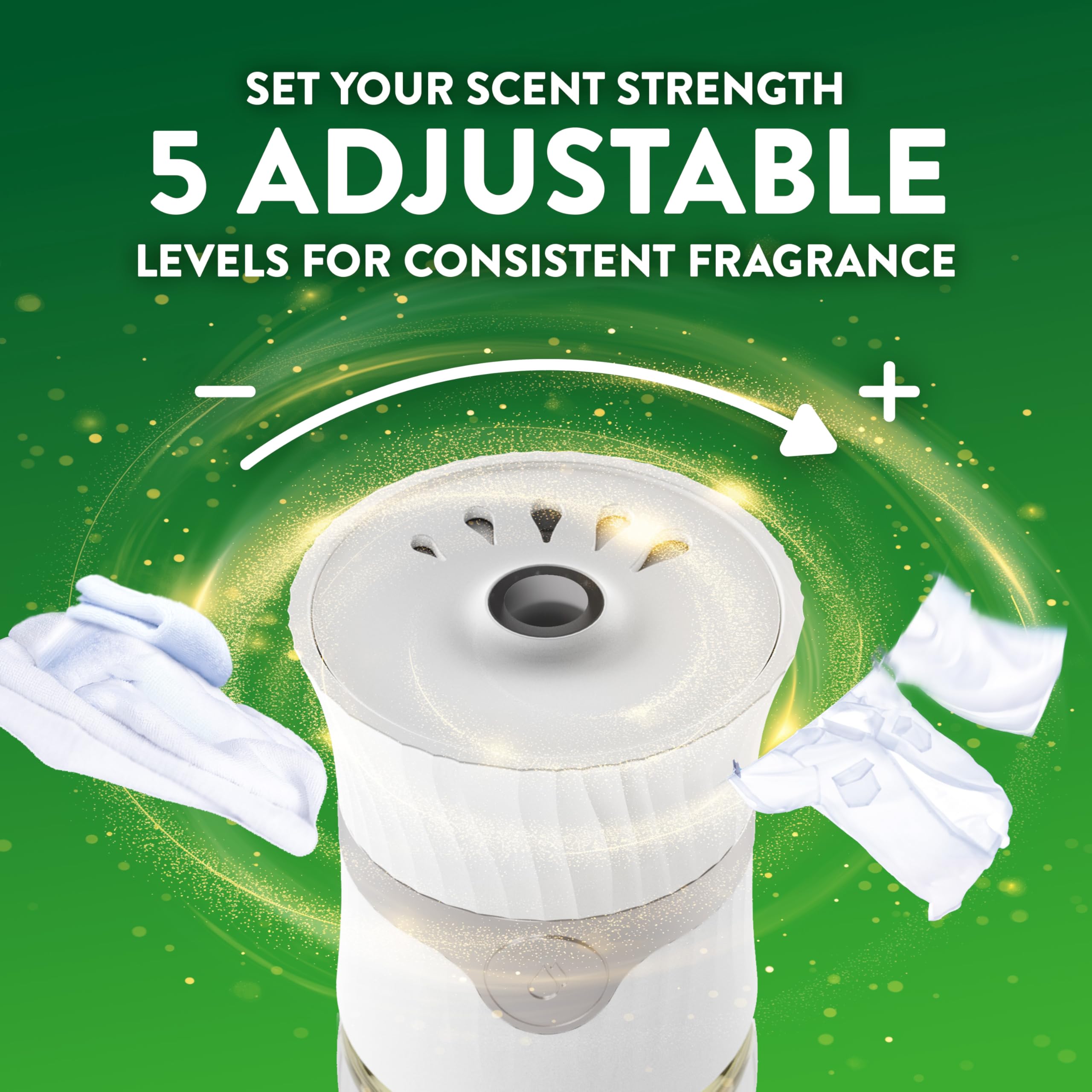 Air Wick four-count refill on shelf for easy replacement.