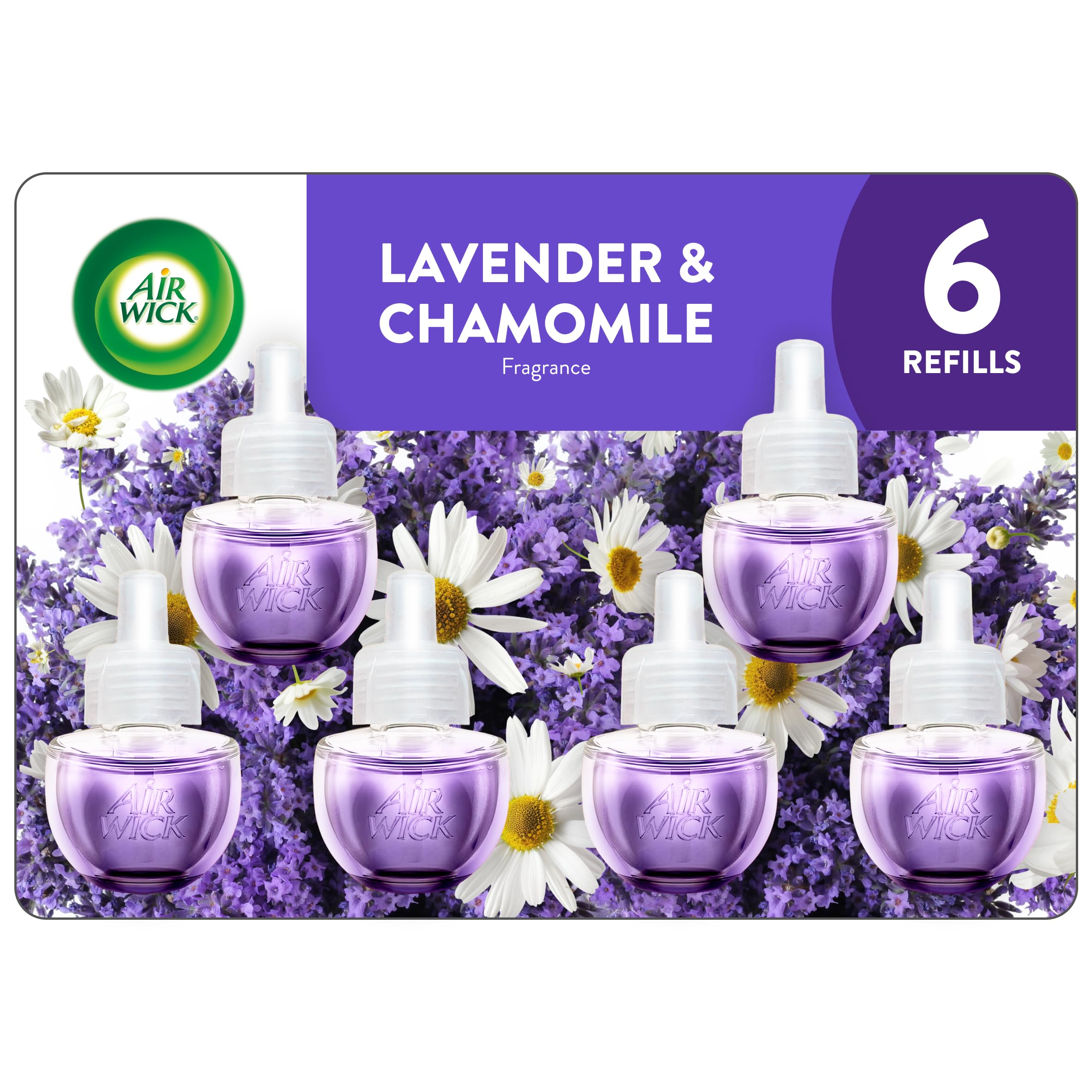 Air Wick lavender scented oil refill bottle for plug-in diffusers, freshening rooms softly